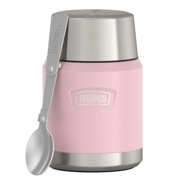 variant:46529225883840 16 oz Stainless Steel Food Jar w/ Spoon Sunset Pink