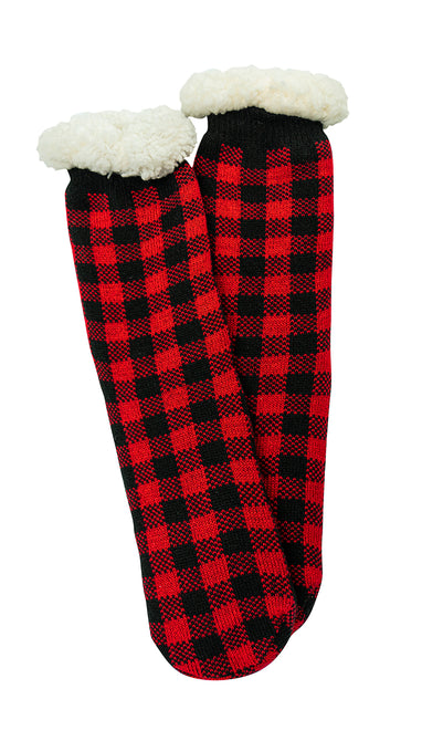 variant:43985681252544 Plush Lining Slipper Socks Red
