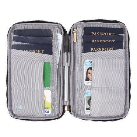 variant:42999672504512 travelon RFID Blocking Family Passport Zip Wallet black