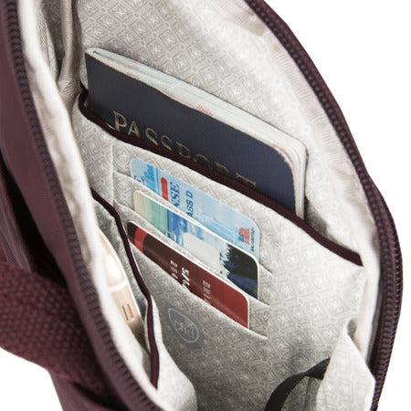 variant:42999675486400 travelon Anti-Theft Essentials Mini Asymmetric Crossbody dark bordeaux