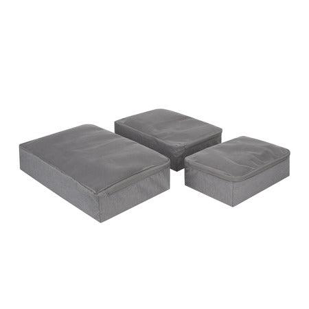 variant:42999677452480 travelon World Travel Essentials Set of 3 Soft Packing Cubes Peacock  Gray Heather