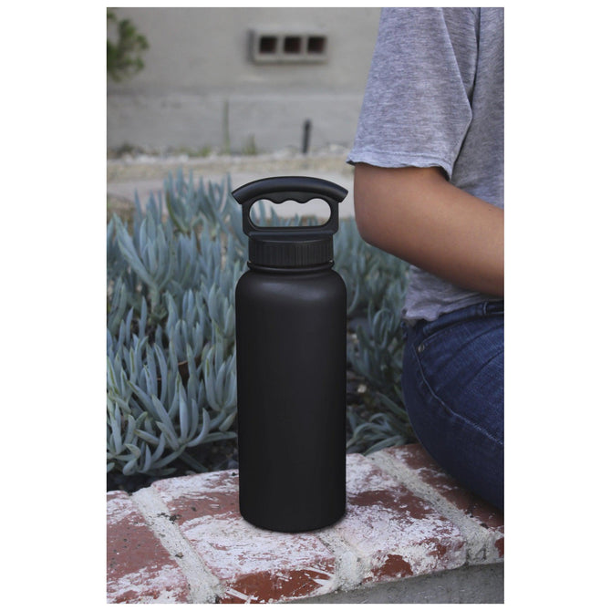 variant:42518400958656 Fifty/Fifty 34oz Insulated Bottle with Wide Mouth 3-Finger Lid - Matte Black