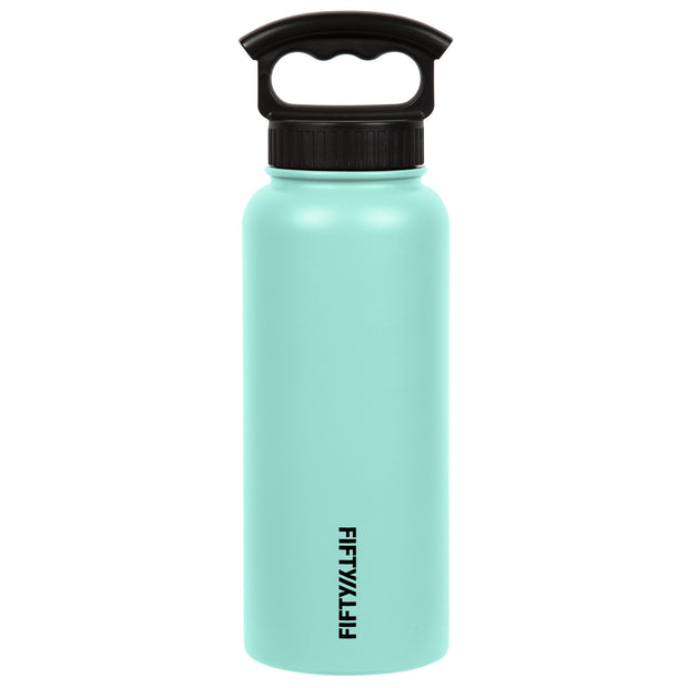 variant:42518400925888 Fifty/Fifty 34oz Insulated Bottle with Wide Mouth 3-Finger Lid - Cool Mint