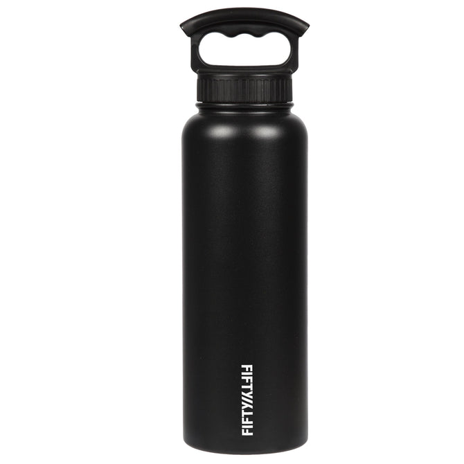 variant:42578251120832 FIFTY/FIFTY 40oz Insulated Bottle with Wide Mouth 3-Finger Lid - Black