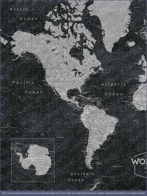 36x24 - Antique Tan World Map Push Pin - Travel Map - UM005 - Driftless  Studios